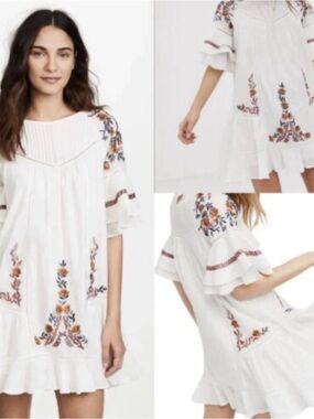 Free People Pavlo Embroidered Mini Dress Size M